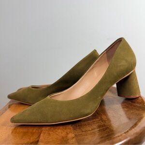 Massimo Matteo Olive Block Heel Pumps